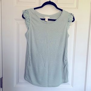 H&M Mama lace flutter sleeve maternity knit tank - Ocean Mist (Size Small)